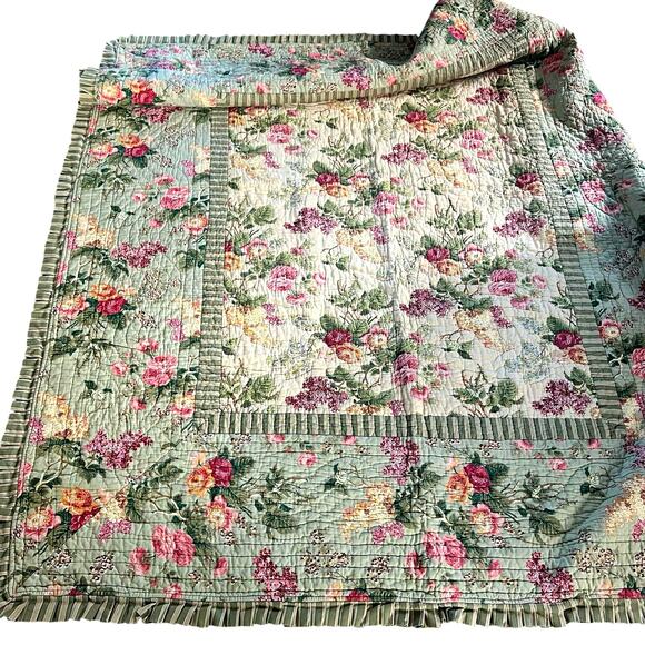 Waverly linen blend heirloom floral twin quilt - Picture 13 of 13